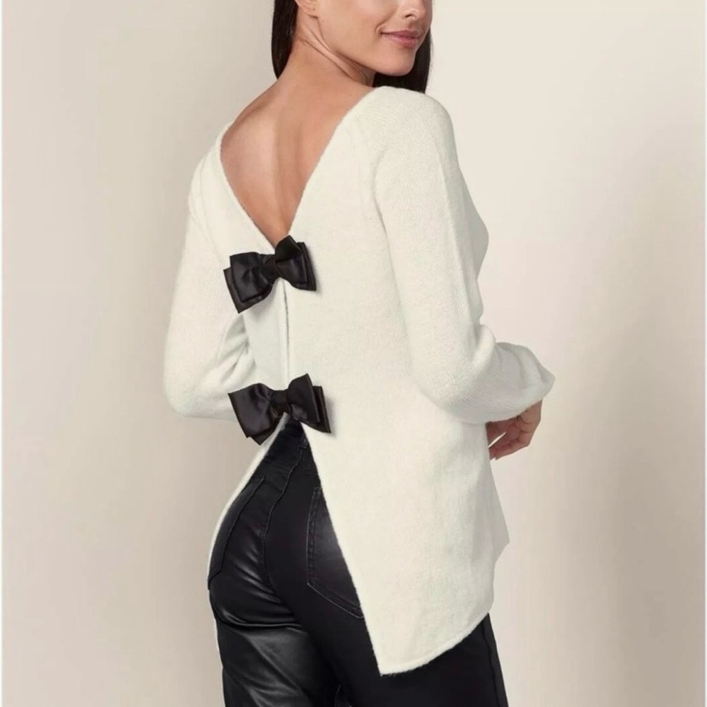 Venus Open Back Bow Detail Boatneck Sweater Women's